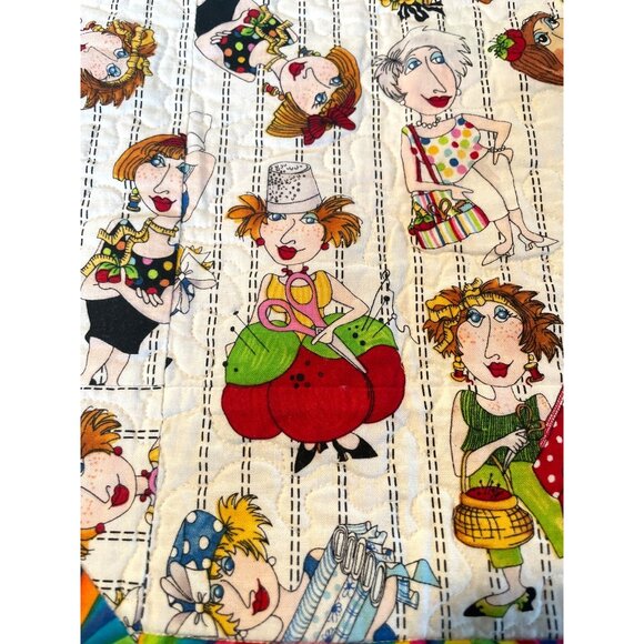 Table Runner 100% Cotton Quilted Women Sewers Quilters Themed - Picture 3 of 7